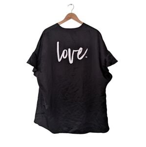 Victoria's Secret Black Love Satin Robe NWT